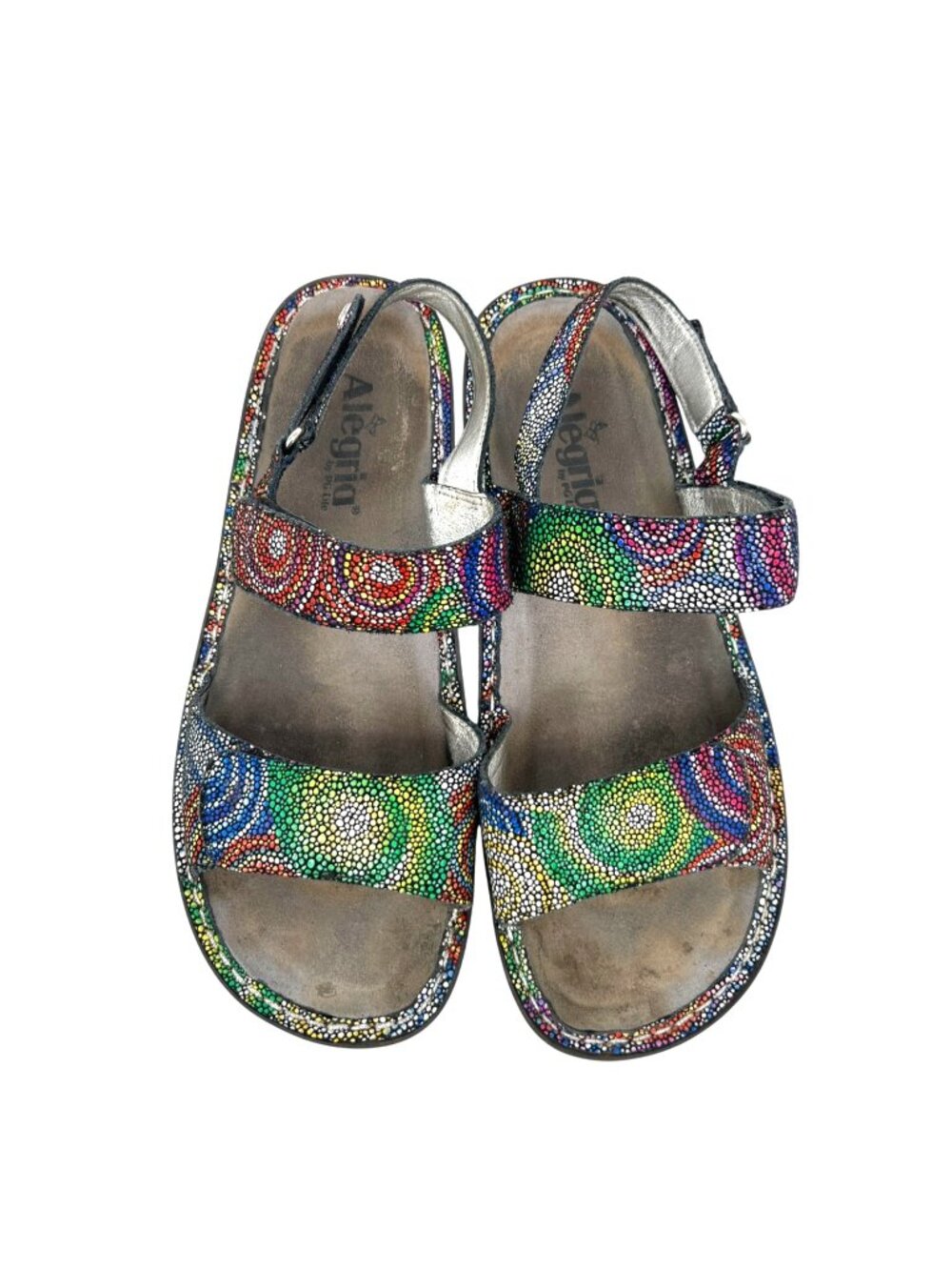 Alegria Verona Multicolor Metallic Swirl Leather Strap Sandals Size 41 US 10.5